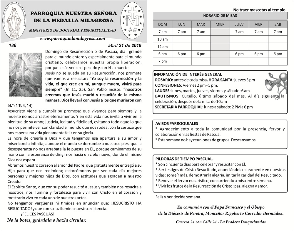 Volante la milagrosa 21 de abril de 2019